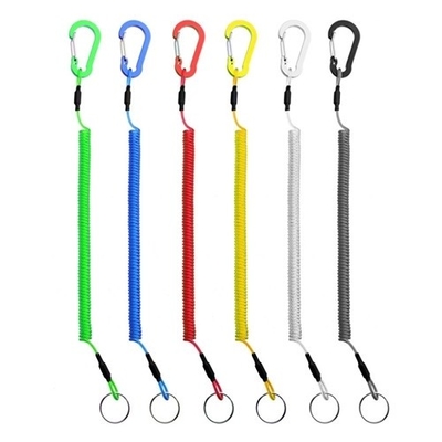 304 Stainless Steel Coiled Cable Tool Lanyard Clear Green Color Bearing 30KG